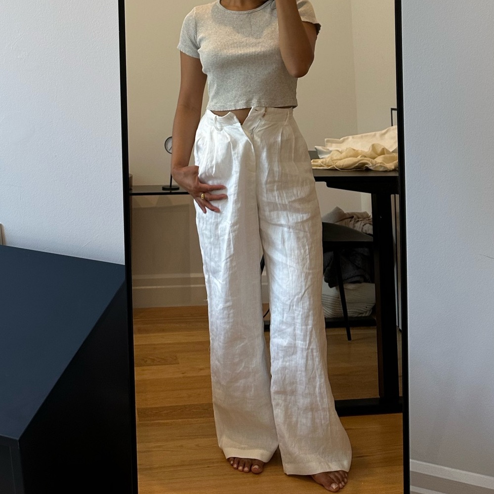 DISSH White Linen Pants (W25", L27", w/original tags)